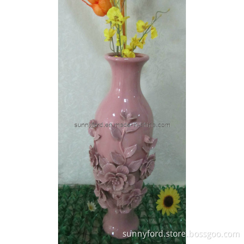 Resin Pink Flower Vase Decoration (SFR1642)